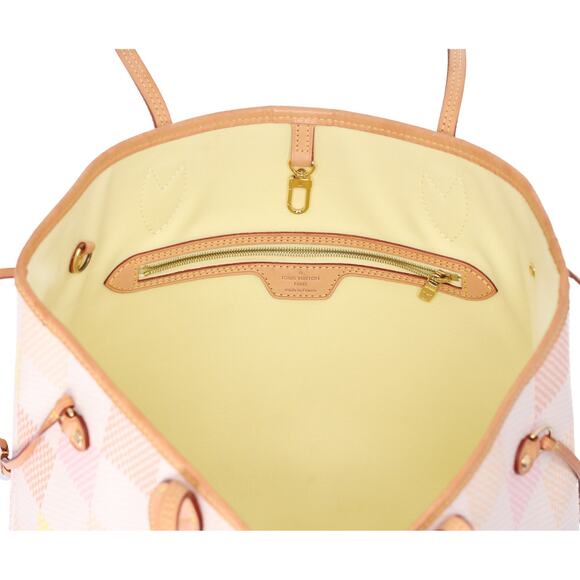 Louis Vuitton Neverfull MM Tote Giant Damier Peach Pink Beige Multi - Picture 6 of 9